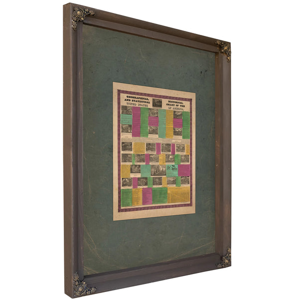 Geographical Historical and Statistical Chart of the United States of America 1835 — Bourbon Framed Canvas Print | Bella Frye
