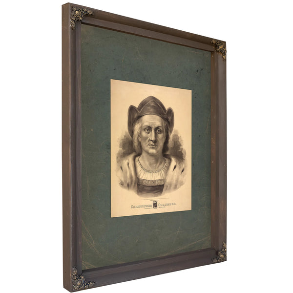 Christopher Columbus Discoverer of America 1492 1892 — Verdigris Framed Canvas Print | Bella Frye