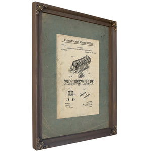 The Timby Aging Apparatus Patent Blueprint for Accelerated Spirits — Bourbon Framed Canvas Print | Bella Frye