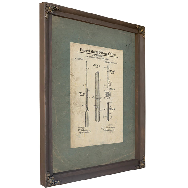 Us Patent No. 17668 Cue for Billiards and Like Games by Je Barrows (1911) — Bourbon Framed Canvas Print | Bella Frye