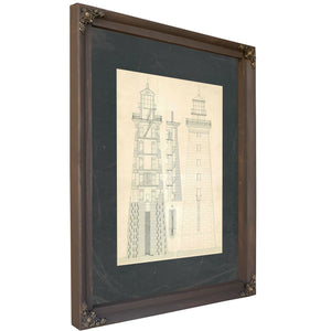 The Stone Sentinel Minots Ledge Lighthouse Engineering Diagrams — Bourbon Framed Canvas Print | Bella Frye