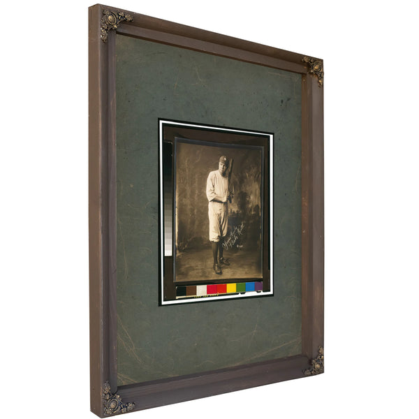 Babe Ruth Full Length Portrait Standing Facing Slightly Left in Baseball Uniform 1 — Bourbon Framed Canvas Print | Bella Frye