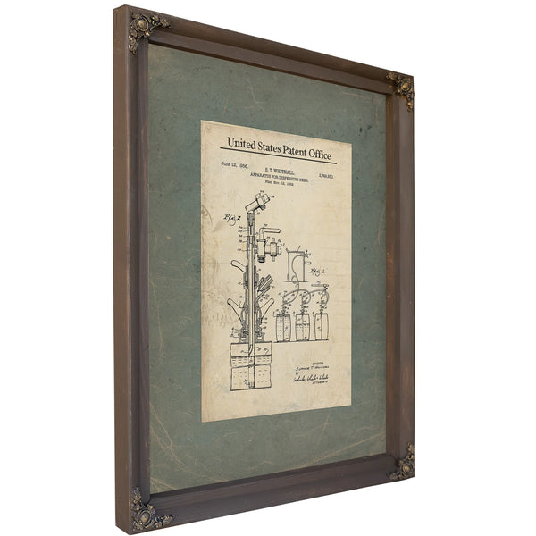 The Publicans Mechanism — Patent Drawing for the Perfect Pour — Framed Wall Art Room View | Bella Frye