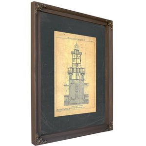 The Keepers Vigil Hooper Island Lighthouse Blueprint — Bourbon Framed Canvas Print | Bella Frye