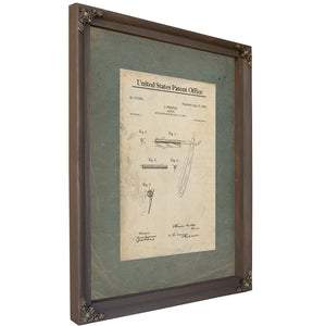 The Barbers Edge Freitag Razor Patent 192 — Bourbon Framed Canvas Print | Bella Frye