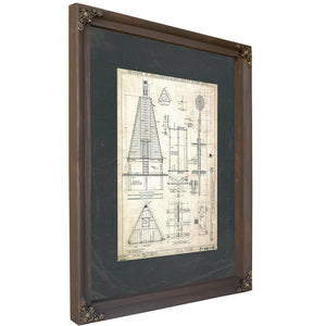 The Keepers Blueprint Apalachicola Lighthouse Engineering Plans of 191 — Bourbon Framed Canvas Print | Bella Frye