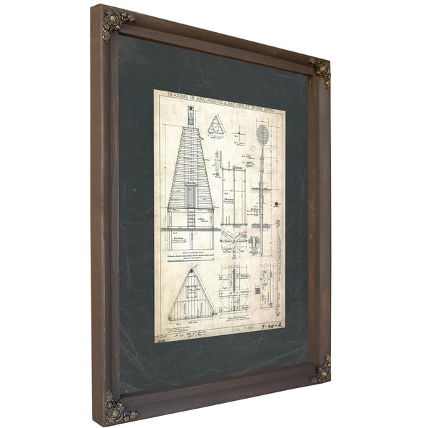 The Keepers Blueprint Apalachicola Lighthouse Engineering Plans of 191 — Bourbon Framed Canvas Print | Bella Frye