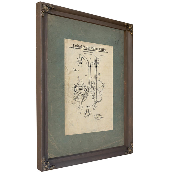 Us Patent No. 2317837 Swimmers Mask by Ch Wilen April 2 1943 — Bourbon Framed Canvas Print | Bella Frye