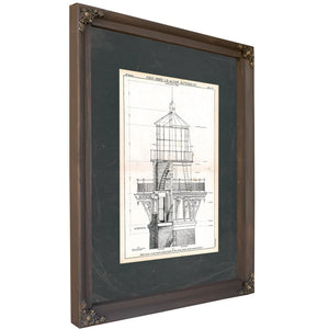 The Hatteras Lantern Room Blueprint — Guardian of the Graveyard of the Atlantic — Bourbon Framed Canvas Print | Bella Frye