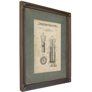The Gentlemans Ritual — Stelton Shaving Brush Patent — Bourbon Framed Canvas Print | Bella Frye