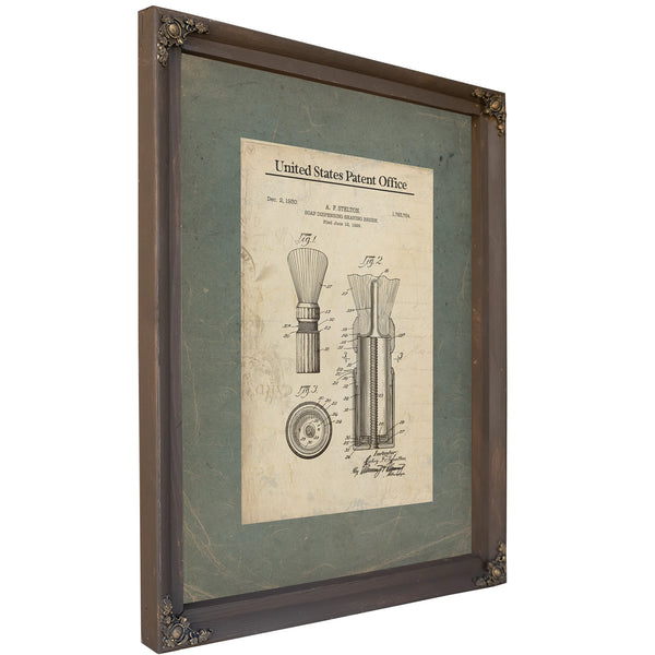The Gentlemans Ritual — Stelton Shaving Brush Patent — Bourbon Framed Canvas Print | Bella Frye