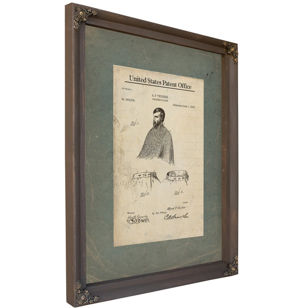 The Barbers Shroud Patent Drawing of 1897 — Bourbon Framed Canvas Print | Bella Frye