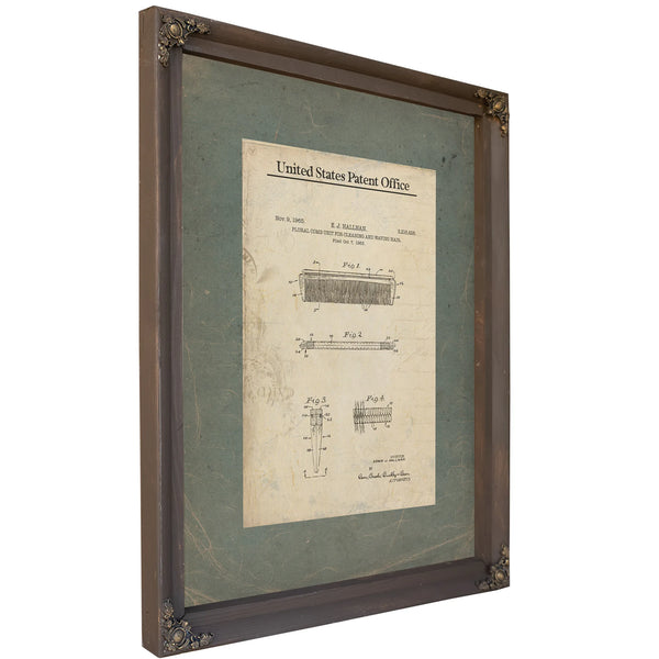 The Hallnan Comb Patent — a Study in Vanitys Instruments — Bourbon Framed Canvas Print | Bella Frye