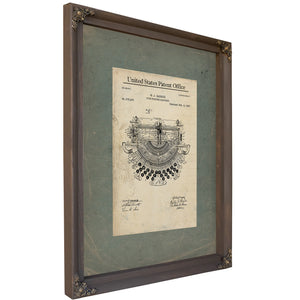 The Barron Typewriter Patent — Blueprint of the Written Word — Framed Wall Art Room View | Bella Frye
