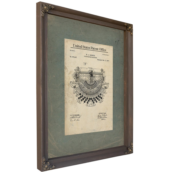 The Barron Typewriter Patent — Blueprint of the Written Word — Framed Wall Art Room View | Bella Frye