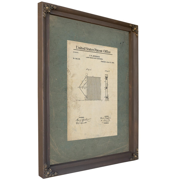 Us Patent No. 32138 Lawn Tennis Net Tightener by Cw Jefferson June 16 1885 — Bourbon Framed Canvas Print | Bella Frye
