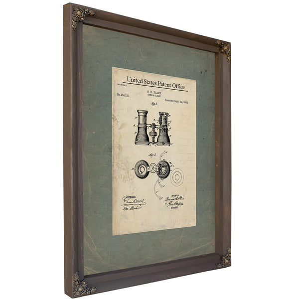 Us Patent No. 26413 Opera Glass by Bh Blank September 12 1882 — Bourbon Framed Canvas Print | Bella Frye
