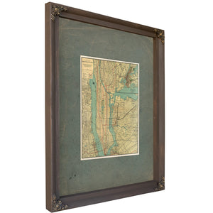 The Gilded Grid Manhattan's Veins of Commerce and Shadow — Bourbon Framed Canvas Print | Bella Frye