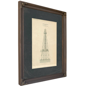 Coffins Patches Lighthouse Blueprint Maritime Architecture of the Florida Reef — Bourbon Framed Canvas Print | Bella Frye