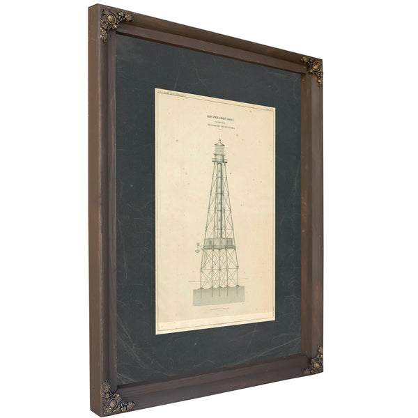 Coffins Patches Lighthouse Blueprint Maritime Architecture of the Florida Reef — Bourbon Framed Canvas Print | Bella Frye