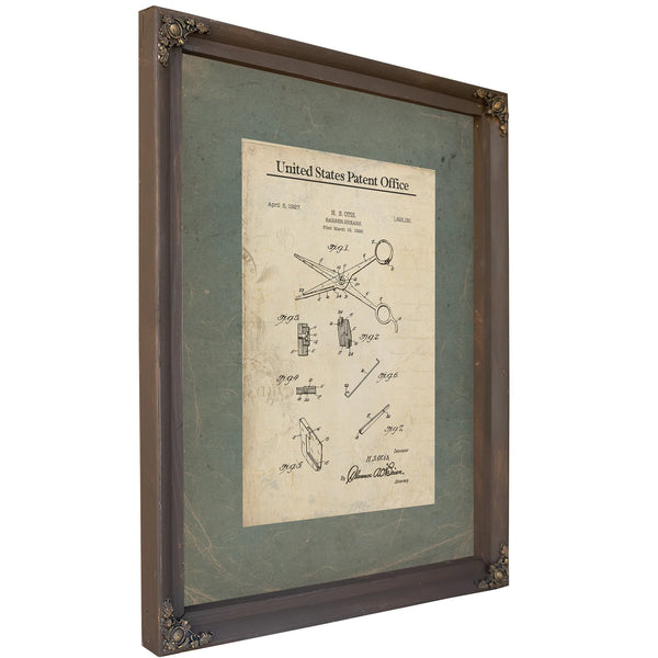 The Barbers Instrument Patent Tools of Precise Vanity — Bourbon Framed Canvas Print | Bella Frye