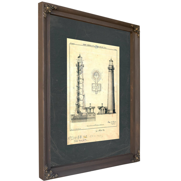 Sand Island Light Station Blueprint the Keepers Vigil — Bourbon Framed Canvas Print | Bella Frye