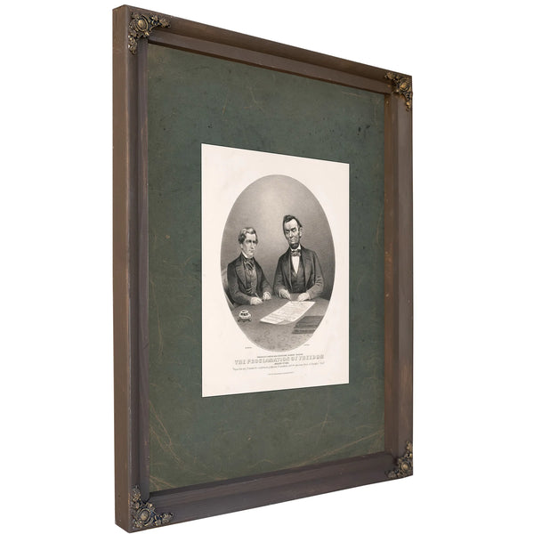 President Lincoln and Secretary Seward Signing the Proclamation of Freedom January 1st 1863 1865 — Bourbon Framed Canvas Prin