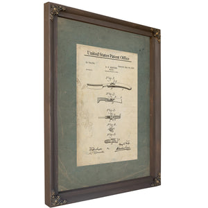 The Barbers Blade Patent Mintzer Straight Razor Blueprint — Bourbon Framed Canvas Print | Bella Frye