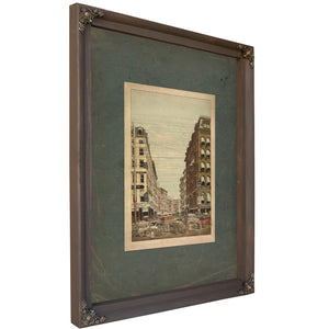 View of Broadway and Maiden Lane New York City 19th Century — Bourbon Framed Canvas Print | Bella Frye