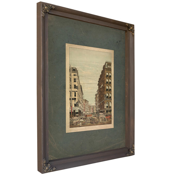 View of Broadway and Maiden Lane New York City 19th Century — Bourbon Framed Canvas Print | Bella Frye