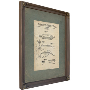 Us Patent No. 2557599 Fishing Lure by William L Dunmire (1951) — Bourbon Framed Canvas Print | Bella Frye