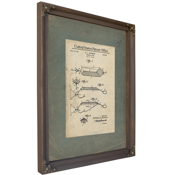 Us Patent No. 2557599 Fishing Lure by William L Dunmire (1951) — Bourbon Framed Canvas Print | Bella Frye
