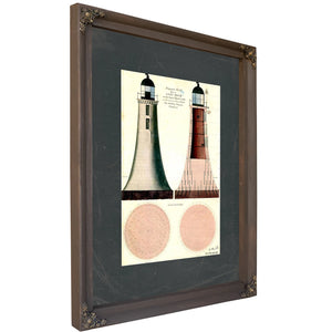 The Keepers Vigil Minots Ledge Lighthouse Blueprinta — Bourbon Framed Canvas Print | Bella Frye