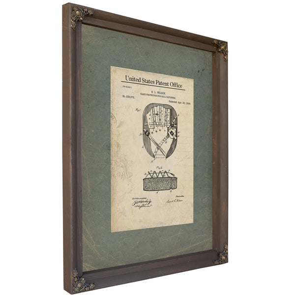 Us Patent No. 538572 Hand Protector for Ball Catchers by E L Wilson (april 3 1895) — Bourbon Framed Canvas Print | Bella Frye