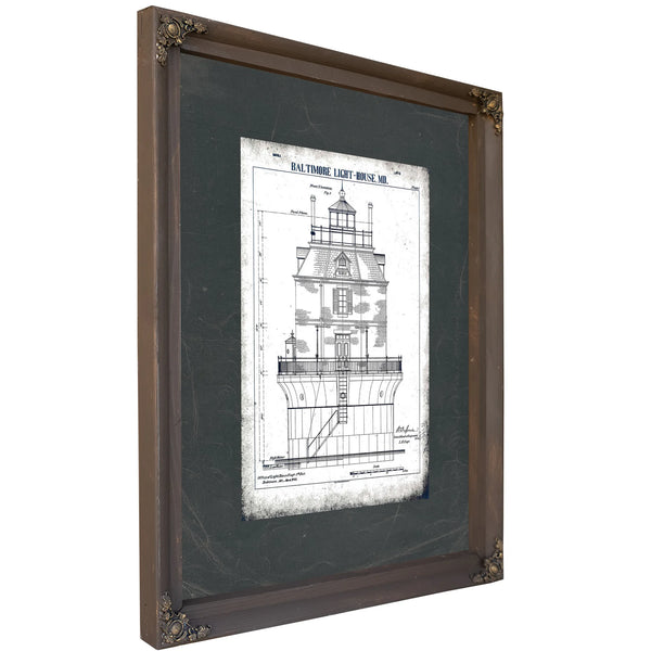 The Baltimore Harbor Sentinel Lighthouse Engineering Blueprint — Framed Wall Art Room View | Bella Frye