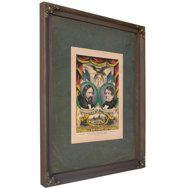 Grand National Republican Banner_ Free Labor Free Speech Free Territory 1856 — Bourbon Framed Canvas Print | Bella Frye