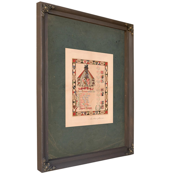 Arms of Washington and Pedigree of Washington 1858 — Bourbon Framed Canvas Print | Bella Frye