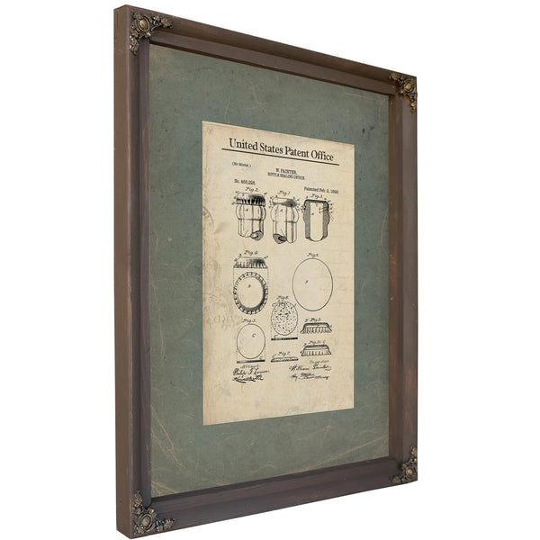 The Crown Cork Patent William Painters Bottle Cap Blueprint — Framed Wall Art Room View | Bella Frye