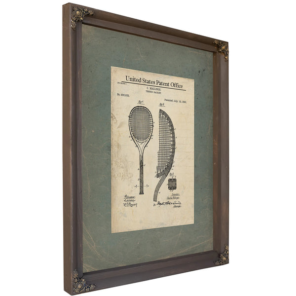 Us Patent No. 455632 Tennis Racket by C Mailings July 12 1891 — Bourbon Framed Canvas Print | Bella Frye