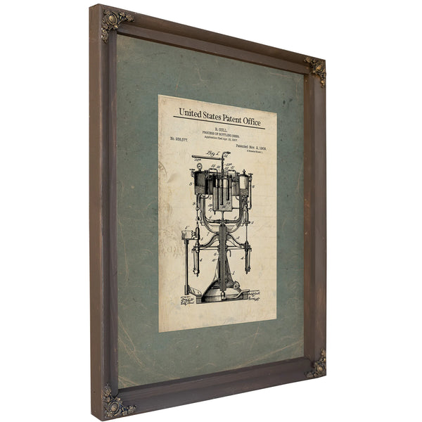 The Brewmasters Apparatus — Patent Drawing of Industrial Alchemy — Framed Wall Art Room View | Bella Frye