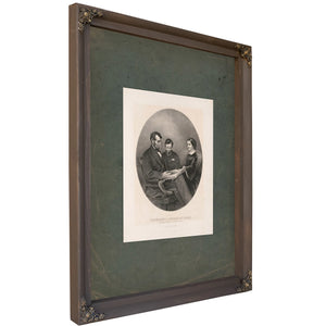 President Lincoln at Home Reading the Scriptures to His Wife and Son 1865 — Bourbon Framed Canvas Print | Bella Frye