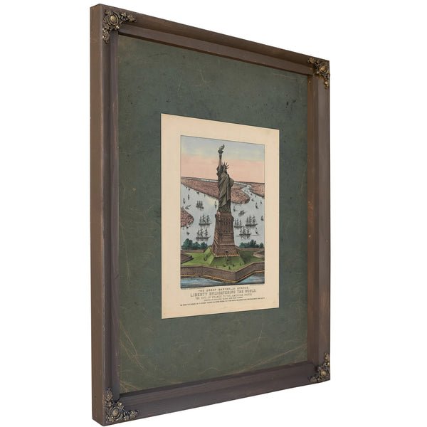 The Great Bartholdi Statue Liberty Enlightening the World 1885 — Bourbon Framed Canvas Print | Bella Frye
