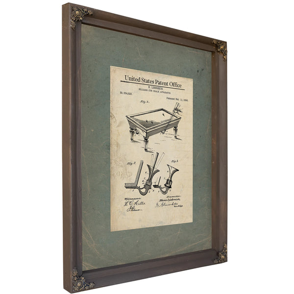 Us Patent No. 554625 Billiard Cue Chalk Apparatus by H Liebreich February 11 1896 — Bourbon Framed Canvas Print | Bella Frye