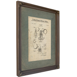 The Croce Atomizer Patent — a Study in Vapor and Vanity — Bourbon Framed Canvas Print | Bella Frye