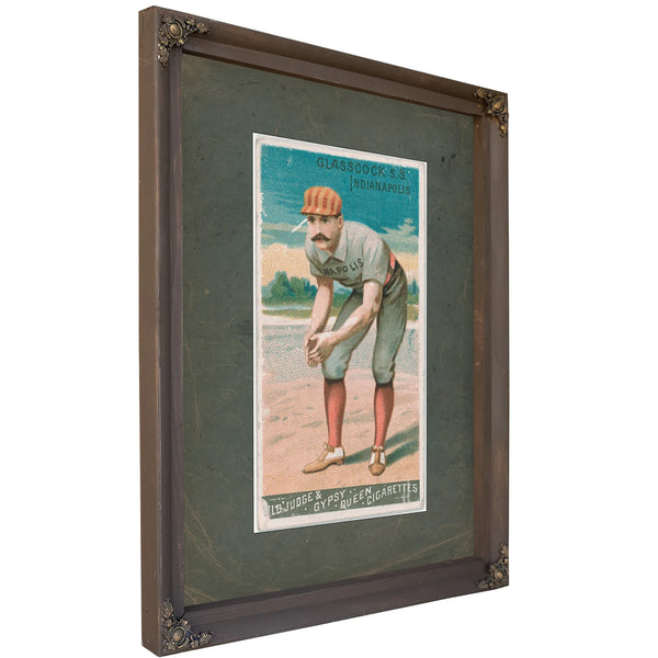 Jack Glasscock Indianapolis Hoosiers Baseball Card Portrait 9 — Bourbon Framed Canvas Print | Bella Frye