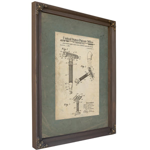 The Gentlemans Edge Adjustable Safety Razor Patent — Bourbon Framed Canvas Print | Bella Frye
