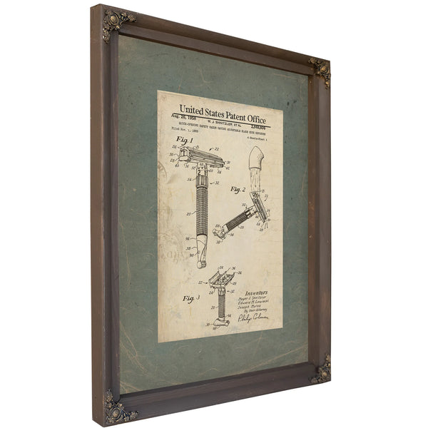 The Gentlemans Edge Adjustable Safety Razor Patent — Bourbon Framed Canvas Print | Bella Frye