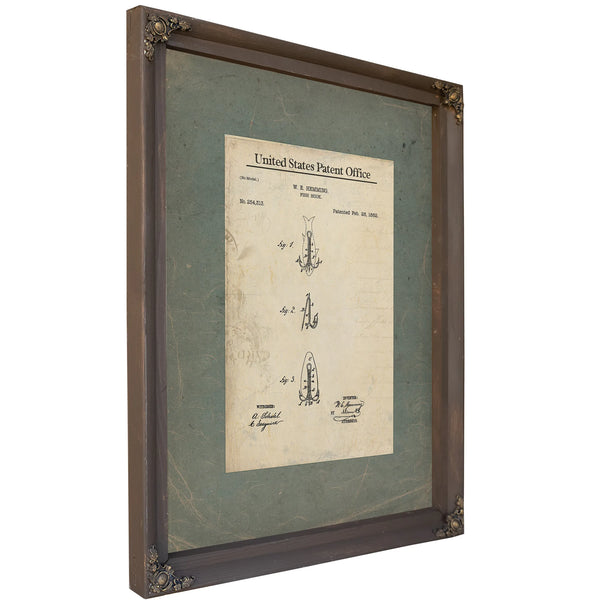 Us Patent No. 254313 Fish Hook by W E Hemming February 28 1882 — Bourbon Framed Canvas Print | Bella Frye