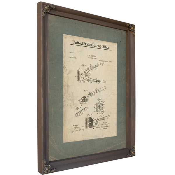 The Barbers Instrument Patent No. 51619 — Bourbon Framed Canvas Print | Bella Frye
