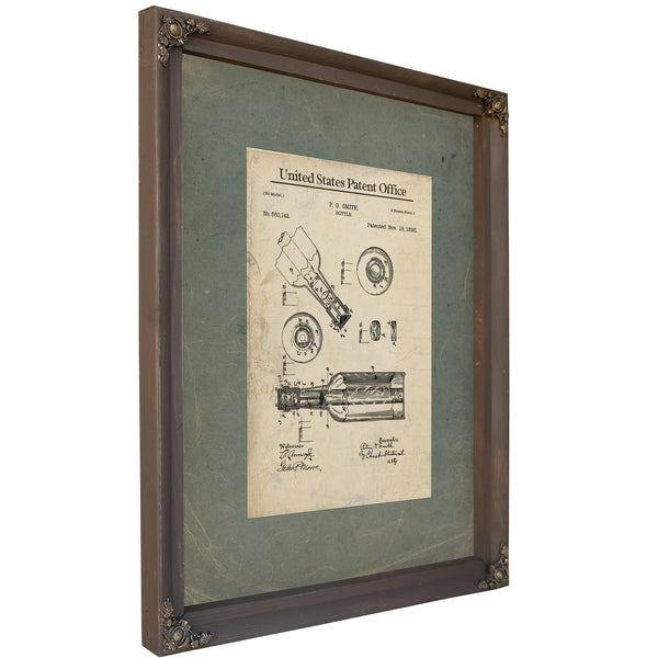 The Smith Patent Bottle Blueprint Victorian Industrial Design Schematic — Bourbon Framed Canvas Print | Bella Frye
